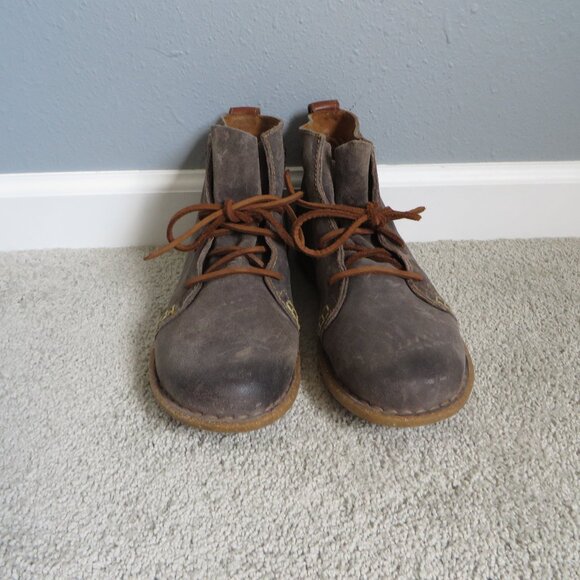 Born Womens Temple Ankle Boots Size 10 Dark Gray Distressed/Brown Leather F32517 - Picture 3 of 11